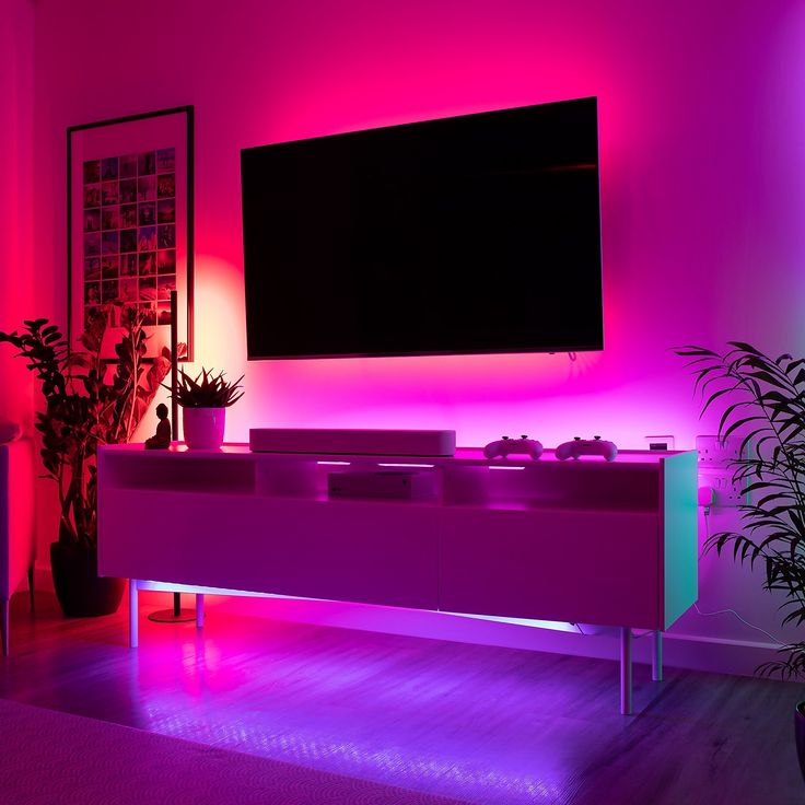 purple red pink- tv led strip light- living room-gaming-xbox-playstation