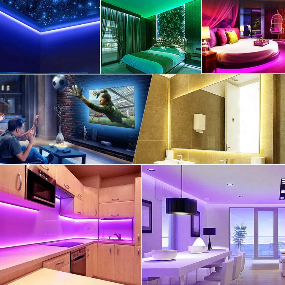 blue green pink yellow purple light- led strip- collection-kitchen bedroom dining room living room