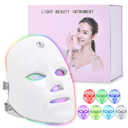 led face mask-red green blue purple blue- box- front angle