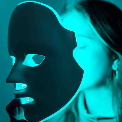 led mask-blue-woman-side angle