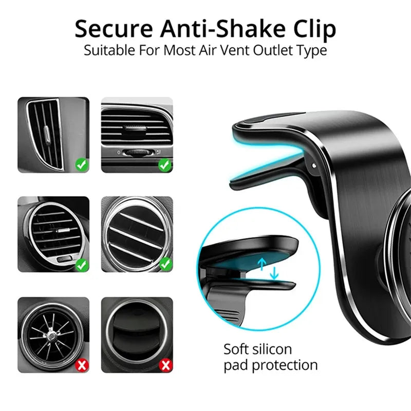 black- anti shave clip- magnetic car phone holder- vent