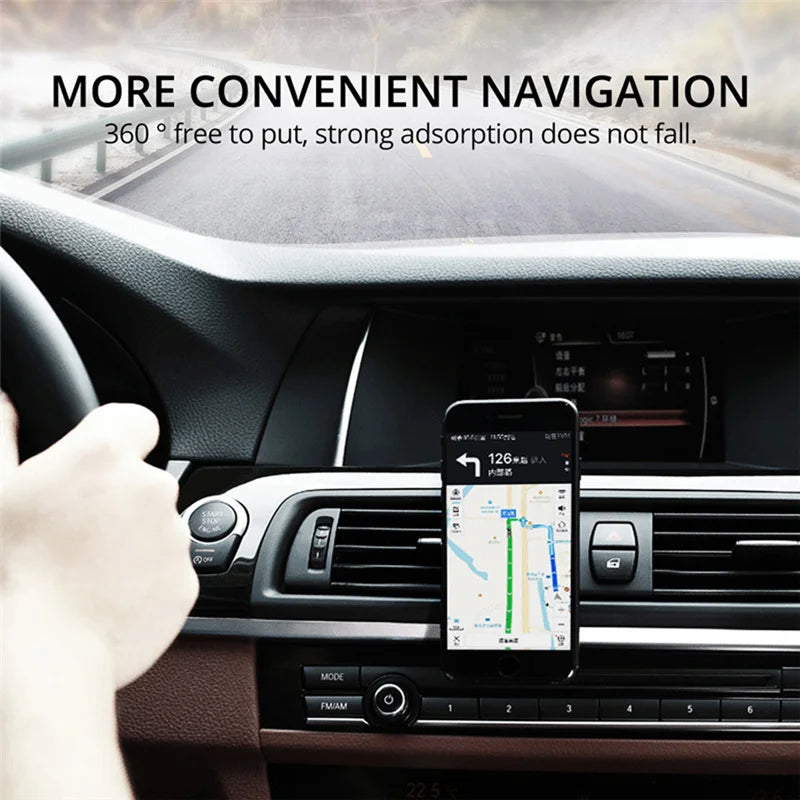 black-car phone holder-magnetic-vent-driving-in use-directions-navigation