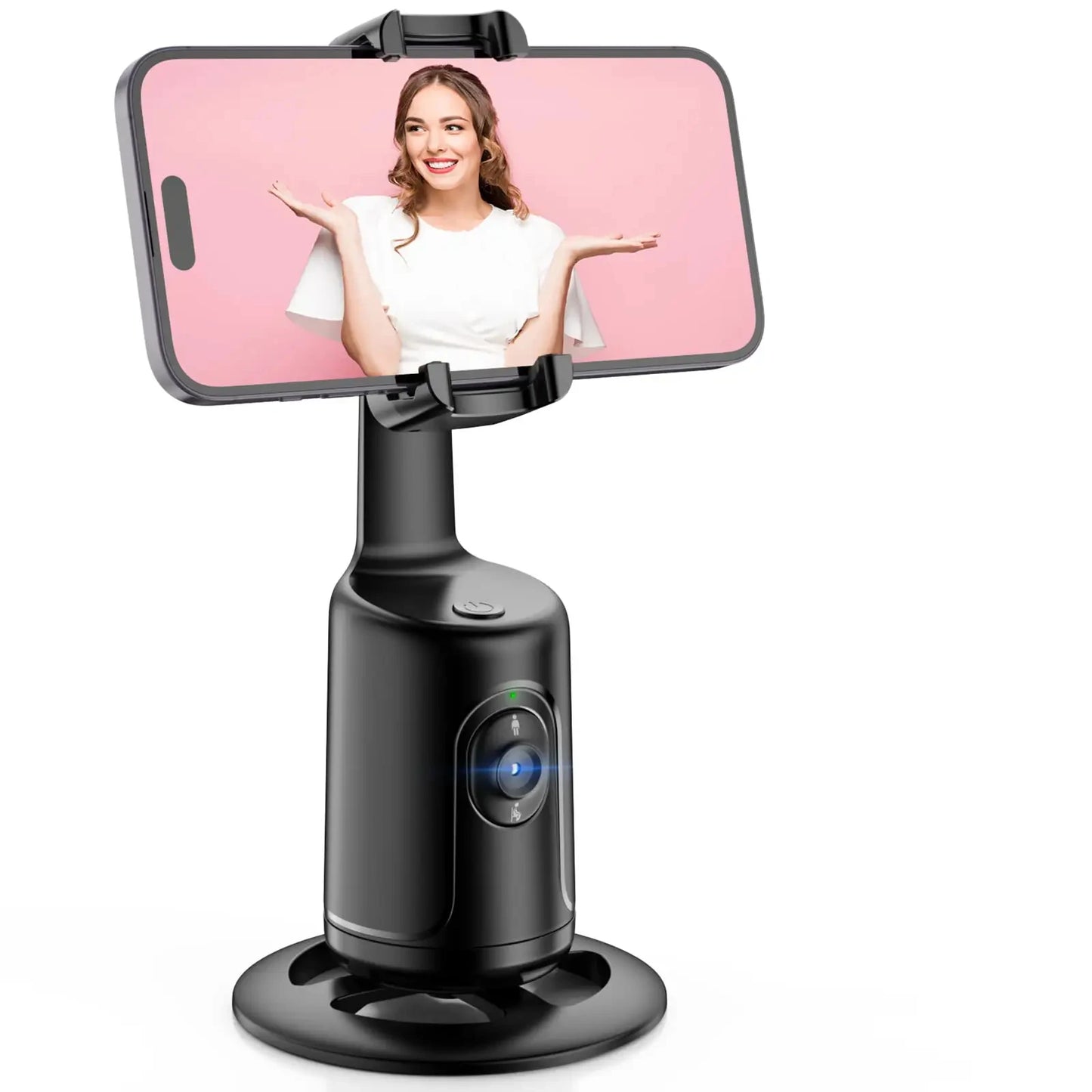 black- Ai selfie stick- phone-side angle-phone is horizontal