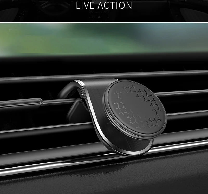 black-magnetic phone holder- car vent-front angle