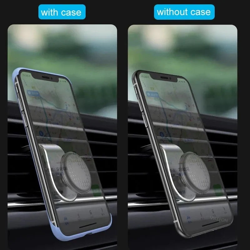 black-magnetic phone holder- car vent- two-with case and without case- front side angle