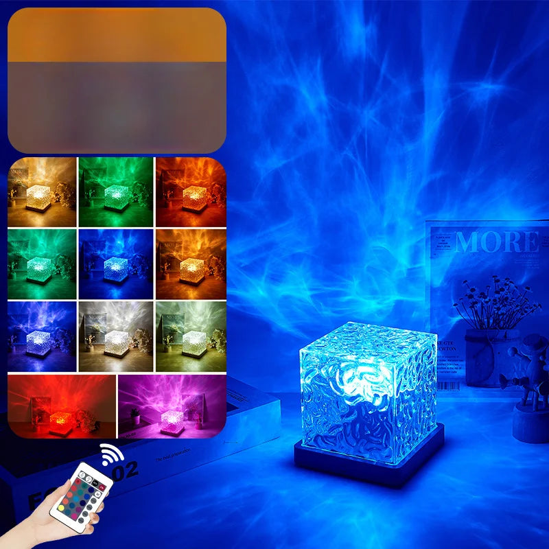 blue red orange purple green white yellow light- ocean wave glow lamp- front angle- collection- control