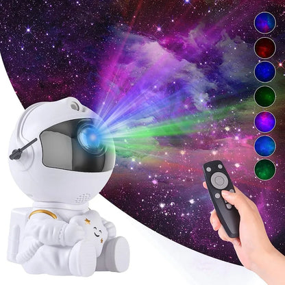 white astronaut projector- red purple green light- starry- galaxy-control