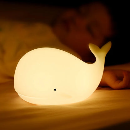 yellow-whale night light- led- side angle-baby sleeping-glow